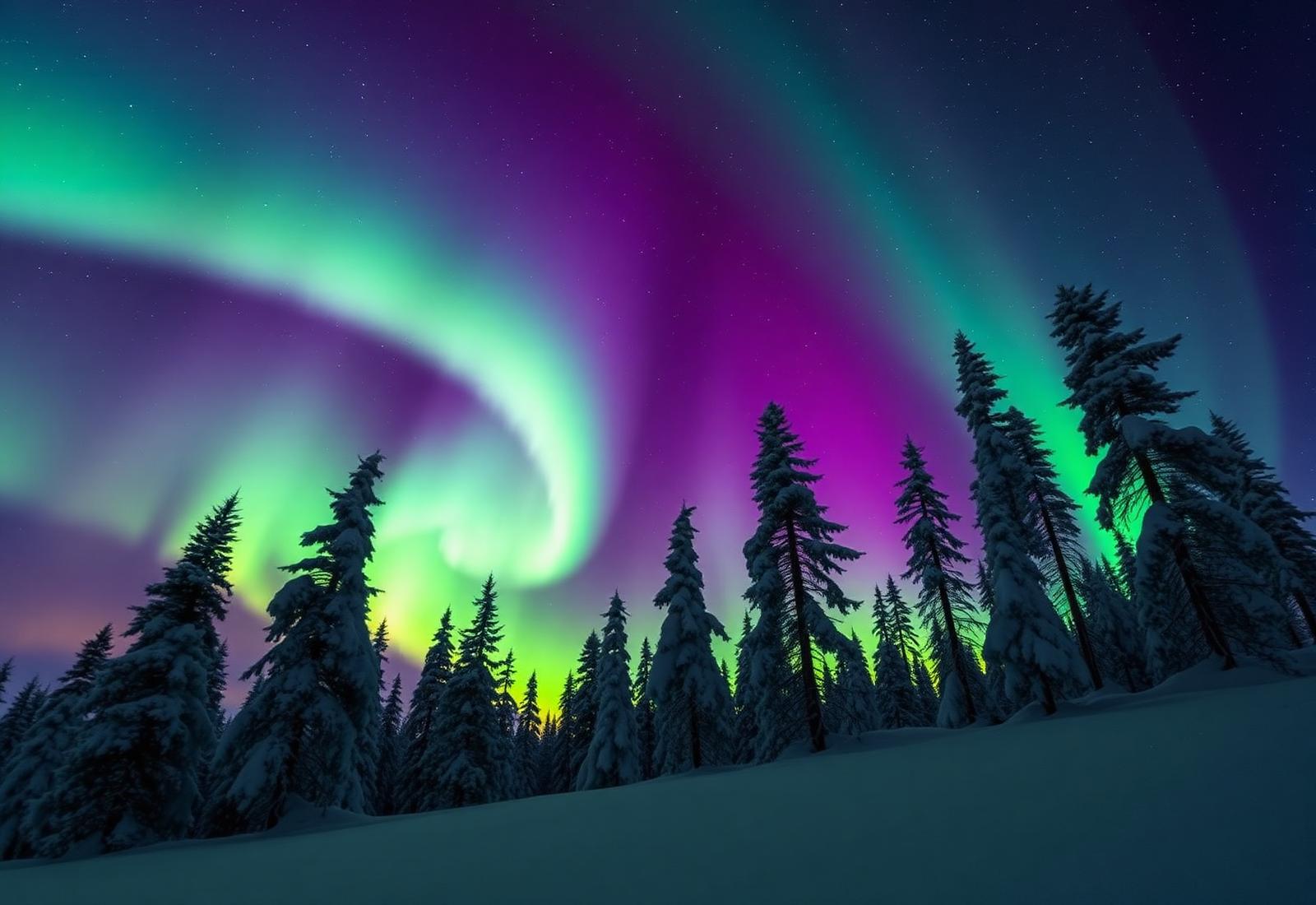 Night sky above a northern forest